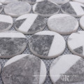 Grey Abstract Fabric Round Inkjet Mosaic